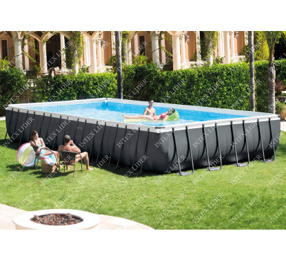 26374 Каркасный бассейн прямоугольный Rectangular Ultra Frame 9,75х4,88х1,32 Intex+песч.фильтр 10000 л/ч